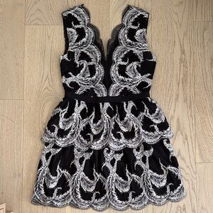 BCBGMaxAzria Black Mini Dress with White Lace